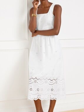 NWT Stunning Talbots White Eyelet Midi Dress